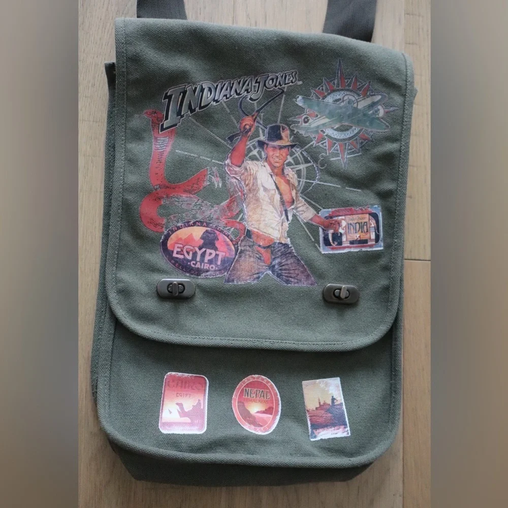 Disney Indiana Jones Canvas Messenger Crossbody Bag Adventure Satchel